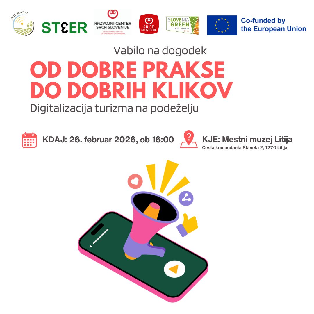 Vabilo na dogodek »Od dobre prakse do dobrih klikov: digitalizacija turizma na podeželju«